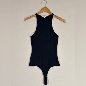 AGOLDE Rianne Black High Neck Bodysuit S Ribbed Tank